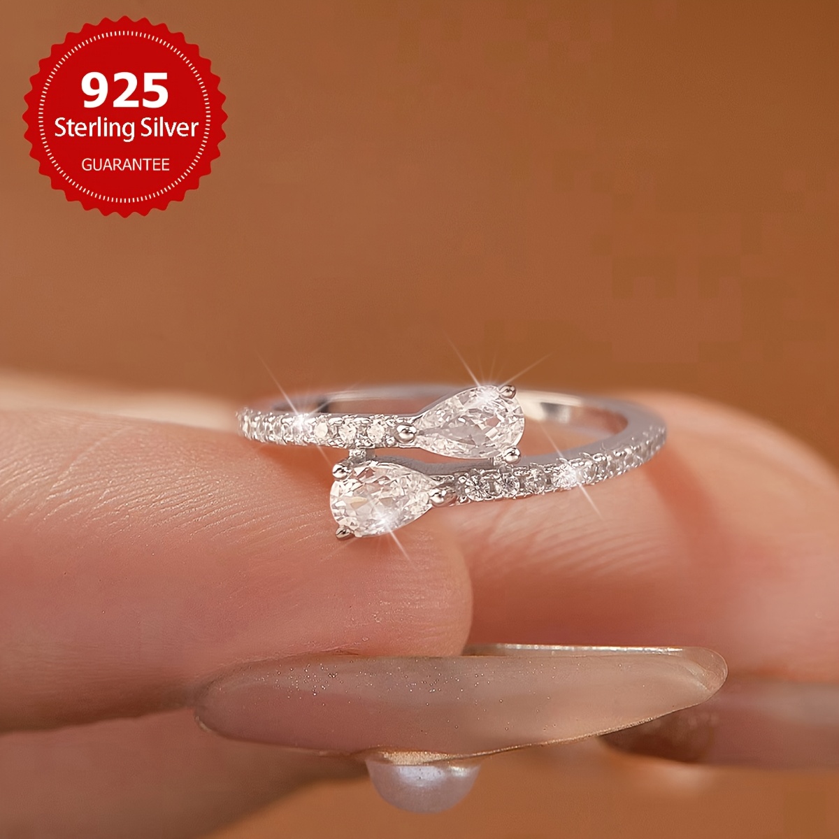 5A Zirconia Women's Ring s925 Pure Silver Wedding Ring